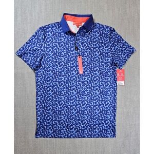 REDVANLY Norton Polo Shirt Mazarine Blue S Athletic Geometric Stretch Golf